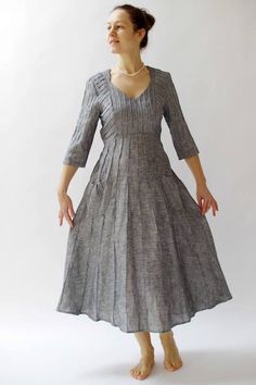 "This unique dress for women is high quality linen clothing. This linen dress to order in your exact choice of colors : https://www.etsy.com/listing/496548004/available-colors-and-type-of-linen-for?ref=shop_home_active_1 The linen dress made from creating my own unique textured fabric. It is gentle, accurate and high quality work. Handmade from linen fabric. The elegant dress for women made to order special for You and Your dimensions. Plus size clothing is available as well. Other color is poss Fitted Pleated Linen Dress, Pleated Linen Knee-length Dress, Elegant Pleated Linen Dress, Knee-length Pleated Linen Dress, Pleated A-line Linen Dress, Pleated Linen A-line Dress, A-line Linen Pleated Dress, Linen Dresses Elegant, Linen Coat