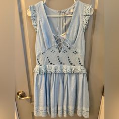 Brand New Byegreis Baby Blue, Lace Detail Size Small Dress Pink Lace Shorts, Blue Shift Dress, Off White Dresses, Mini Sundress, Lace Overlay Dress, Mini Skater Dress, Blue And White Dress, Lilac Dress, Turtle Neck Dress