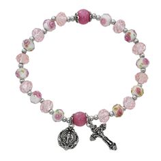 Description: This Pink Flower Crystal Stretch Miraculous Medal Bracelet crafted with superb attention to detail is genuinely a must-have item. This exceptional item will surely catch everyone's heart. Get this bracelet and show off your faith in a stylish way. Item No.: MV-BR898C Features: Pink Flower Crystal Stretch Miraculous Medal Bracelet Features a Miraculous Medal and Crucifix It comes in a card. 1 Piece Per Package Made in the USA. Lifetime Warranty: We ensure that all our products passed Immaculate Conception, Flower Crystal, St Catherine, Blessed Virgin Mary, Miraculous Medal, Must Have Items, Bracelet Crafts, Our Lady, Virgin Mary