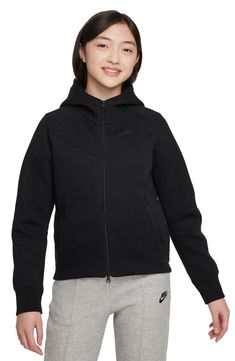 Designed to keep your kiddo warm without weighing them down, this tech fleece hoodie features front zip pockets to keep essentials and snacks secure. 53% cotton, 47% polyester Machine wash, line dry Imported Nike Noir, Black Sportswear, Tech Fleece Hoodie, Cheat Code, Nike Sportswear Tech Fleece, Girls Sportswear, Kids Sportswear, Nike Design, Nike Fleece