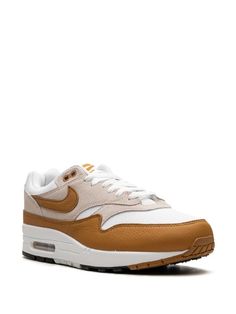 Nike Air Max 1 SC "Bronze" Sneakers - Farfetch Nike Leather Running Shoes With Air Max Cushioning, Nike Brown Running Shoes With Cushioned Footbed, Brown Nike Running Shoes With Cushioned Footbed, Brown Air Max Cushioned Sneakers For Sports, Nike Brown Low-top Running Shoes, Nike Brown Basketball Shoes With Cushioned Footbed, Sporty Brown Basketball Shoes With Contrast Sole, Sporty Brown Nike Running Shoes, Brown Custom Sneakers With Air Max Cushioning For Sports