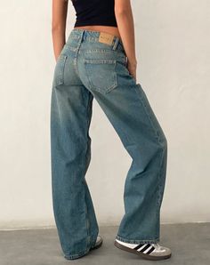 Vintage Blue Green Low Rise Straight Leg Jeans | Parallel – motelrocks-com-us Motel Rocks Vintage Blue Green Jeans, Cute Womens Jeans, Straight Lwg Jeans, Mid Rise Loose Jeans, Low Rise Parallel Jeans, H M Jeans, Low Rise Jeans Women, Christmas Clothing Wishlist, Motel Rocks Low Rise Jeans