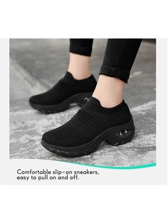 Negro Guay,Deportivo Collar  Tela  Zapatillas Mules Embellished Ladies Sneakers, Mule Sneakers, Women Casual Shoes, Knit Mesh, Running Trainers, Womens Running, Casual Sneakers Women, Comfy Fashion, Kids Beachwear