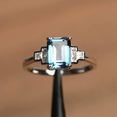 The Frog Prince, Pink Morganite Engagement Ring, Swiss Blue Topaz Ring, Ring Emerald Cut, Engagement Ring For Her, London Blue Topaz Ring, Ring Emerald, Swiss Blue Topaz, Blue Sapphire Rings