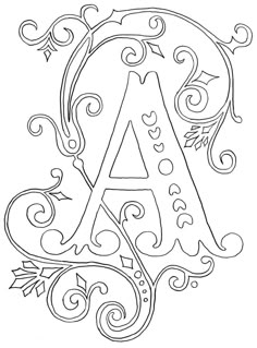 the letter a coloring page with swirly designs