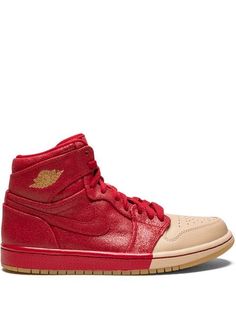 Shop Jordan Air Jordan 1 Ret Hi Prem sneakers All Jordans, Jordan Air, Summer Beach Wear, Boots And Sneakers, Ballet Flat Shoes, Ski Wear, Gold Leather, Air Jordan 1, Nike Air Force Sneaker