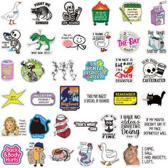 many different stickers on a white background