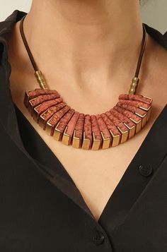 Statement Necklace, Tribal Necklace,boho Necklace,bib Necklace,geometric Necklace,bohemian Jewelry,brown Gold Necklace,free Express Shipping - Etsy Costa Rica Bib Necklaces, Geometric Necklace, Assemblage Art, Necklace Boho, Bib Necklace, Bohemian Jewelry, Boho Necklace, Brown Gold, Assemblage