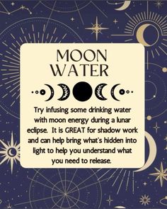 Moon Water, Lunar Eclipse, Shadow Work, Drinking Water