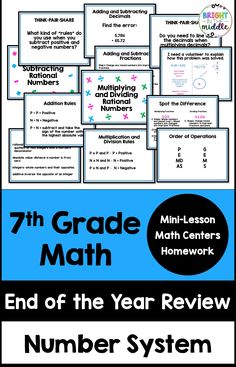 the 7th grade math homework book with numbers and symbols for each student's number system