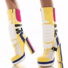 Brand New Azalea Wang Take Me Outer Space Chunky Heel Boot Multicolored. Size 9 Old Fashioned Words, Mom Shoes, Dolls Kill Shoes, Futuristic Shoes, Azalea Wang, Heel Boot, Chunky Heels Boots, Hot Shoes, Cool Boots