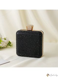 Bird in Bag - Elegant Square Diamond Handbag for Women's Formal Events Chic Black Clutch With Large Capacity, Black Party Bag With Large Capacity, Black Large Capacity Bag For Party, Black Square Box Bag For Gifts, Black Tote Box Bag For Party, Black Clutch Box Bag For Gift, Black Clutch Box Bag As Gift, Black Clutch Bag Perfect For Gift, Black Handheld Portable Evening Bag