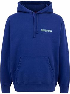 Blue cotton Supreme Love hoodie from SUPREME featuring logo print at the chest, slogan print to the rear, drawstring hood, front pouch pocket, long sleeves and straight hem. When buying this unisex item, keep in mind that it is graded in standard men's sizing.. | Supreme Love hoodie Supreme Clothing, Supreme Hoodie, Hoodie Jersey, Love Logo, Sweat Hoodie, Printed Drawstring, Cotton Logo, Drawstring Hoodie, Print Pullover