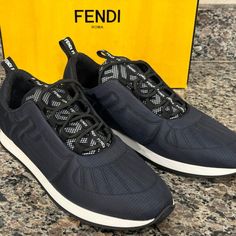 Fendi Black & White Sneakers Size 42 / 8.5 W/ Box & Spare Laces - Vwg 334188 Like New Open Box Black White Sneakers, Black And White Sneakers, Fendi Shoes, Open Box, White Sneakers, Mens Shoes Sneakers, Men's Shoes, Fendi, Shoes Sneakers