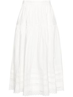 white organic cotton poplin texture pleat detailing pintuck detailing A-line tiered skirt high waist concealed side zip fastening scallop hem mid-length This item is made from at least 50% organic materials. Learn more about what makes a product Conscious on our Conscious Criteria page Skirt High Waist, Scallop Hem, Versace Outfit, Yoko London, City Dress, Skirt White, White Skirt, Tier Skirt, Tiered Skirt