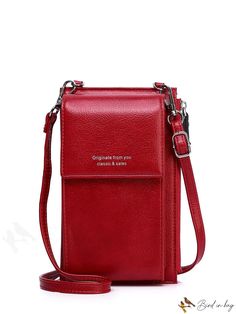 BirdinBag - Chic Letter Printed Shoulder Bag for Women, with Cellphone Pocket Red Large Capacity Phone Bag For Travel, Large Capacity Pouch Phone Bag For On-the-go, Large Capacity Red Phone Bag For Travel, Large Capacity Red Crossbody Phone Bag, Red Phone Bag With Large Capacity For Everyday Use, Large Capacity Red Phone Bag For Everyday Use, Red Satchel Phone Bag For Travel, Handheld Shoulder Bag With Cell Phone Pocket As Gift, Handheld Shoulder Bag With Cell Phone Pocket