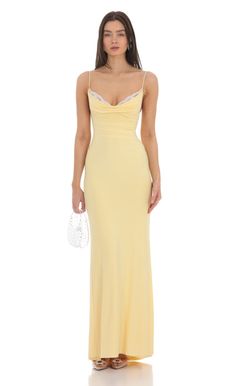 Cowl Neck Mermaid Maxi Dress in Yellow | LUCY IN THE SKY Mermaid Maxi Dress, Mode Hippie, Lucy In The Sky, Hoco Dresses