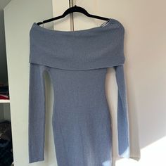 Gorgeous Knit Dress From Klesis. Retails For $65. Never Even Worn To Try On. Selling For $20 + Ship But Open To Offers. Off The Shoulder / Bardot Top. Please Note: The Last Picture Is A Similar Top (Not The Dress) From The Same Brand For Price Reference. Winter Light Blue Stretch Dresses, Chic Blue Long Sleeve Sweater Dress, Blue Knit Party Dress, Chic Blue Stretch Sweater Dress, Light Blue Mini Length Winter Dress, Chic Blue Knit Dress, Light Blue Mini Dress For Winter, Blue Fitted Knit Mini Dress, Blue Knee-length Knit Dress