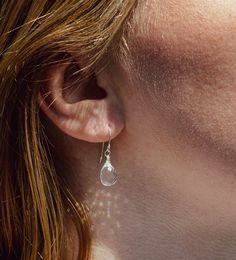 "Clear Crystal Quartz Teardrop Dangle Earrings in Sterling Silver or 14k Gold Filled  Crystal Quartz, also known as Rock Crystal, is said to be the ultimate healing stone that balances and revitalizes the mental, physical, spiritual, and emotional aspects of the body. It's believed to amplify the energy or intent given to it, while enhancing the energies of other gemstones it's placed with. These earrings are handmade with genuine clear Quartz faceted teardrops. Since the gemstones are natural, Hypoallergenic Crystal Drop Earrings, Hypoallergenic Dangle Jewelry For Anniversary, White Gold Briolette Earrings, Everyday White Gold Teardrop Jewelry, Everyday White Gold Drop Jewelry, Pierced Teardrop Pendant Jewelry For Gift, Fine Jewelry Sterling Silver Teardrop Earrings, Nickel-free Drop Jewelry For Anniversary, White Gold Drop Earrings For Everyday