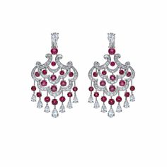 Earrings Graff White Gold Ruby and Diamond Chandelier Earrings Wrist Aficionado Graff Earrings, Diamond Chandelier Earrings, Diamond Chandelier, Gold Chandelier Earrings, Tourmaline Jewelry, Gold Chandelier, Pear Shaped Diamond, Fine Jewelry Collection, Van Cleef