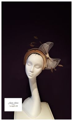 Ascending Glass pearls and soft latte coloured velvet create a luxurious halo headband, which has been embellished with a classic double crin bow.  Diamond cut coq feathers add a feminine softness as they dance in the breeze. The headband is secured with a comb. This item has sold but similar pieces can be made.  Made to order items are non-refundable/returnable.  Please check our shop policies if you require clarification.  Made to order pieces can take between 4-6 weeks depending upon the time Fascinator Hats Outfit, Fascinator Hats Wedding, Luxury Headbands, Red Fascinator, Kentucky Derby Fascinator, Pearl Bridal Headband, Bridal Fascinator, Halo Headband, Fascinator Hairstyles