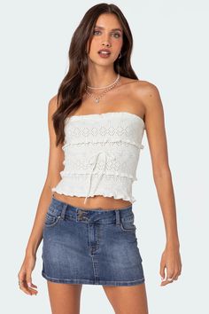 Cecily Strapless Knit Top – edikted Strapless Knit Top, Teenage Clothing, Top Strapless, S Models, Knit Top, Knitted Fabric, Mini Skirts, Hand Wash, Knitting