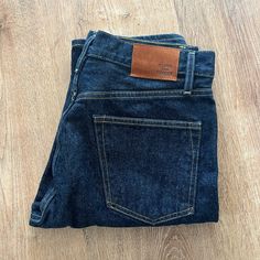 Made From Denim Produced At A Legendary Us Mill. Never Worn, Never Tried On. Would Be New With Tags But Didn’t Come With Any. Medium Wash Jeans With Double-needle Stitching, Dark Wash Mid-rise Selvedge Jeans, Selvedge Washed Blue Denim Jeans, Selvedge Denim Jeans With Standard Cut Leg, High Rise Denim Jeans With Welt Pockets, Washed Blue Selvedge Denim Jeans, Classic Indigo Denim Jeans, Washed Blue Selvedge Jeans, Dark Wash Selvedge Jeans For Fall