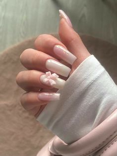 Bow Nail Designs, Nagel Tips, Her Nails, Square Nails