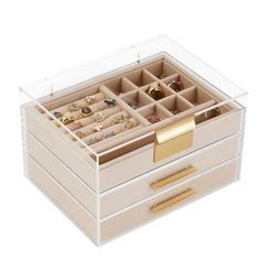 an open jewelry box filled with lots of different items