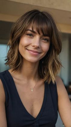 Hairstyles With Layers And Bangs, Straight Layered Hair With Bangs, Shoulder Length Hairstyles With Bangs, Above The Shoulder Haircuts, Collar Bone Hair, Bangs Choppy, Lob Haircut Straight, Hairstyles With Layers, Lob Haircut Layered