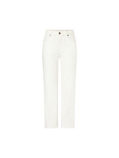 MO&Co. Women's Straight Mid Waist Jeans These jeans are a refinement of the classic denim style. Come with a retro-vibe white denim, they are shaped with a classic streamlined straight-cut silhouette but are added with extra softness and comfort from a cotton and cashmere blend. Either wear them for an elevated business day or style them for a casual street fashion moment, they will go with everything. Features : - Classic straight-cut silhouette - Five-pockets design Code: MBC4JEN023The back le Vibe White, Casual Street Fashion, Mid Waist Jeans, Pockets Design, Denim Style, Waist Jeans, Casual Street Style, High Rise Jeans, Retro Vibe