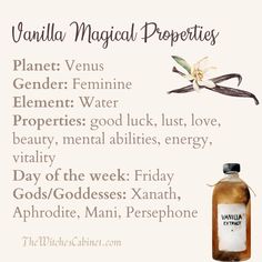 a bottle of vanilla magic properties with the words vanilla magic properties in front of it