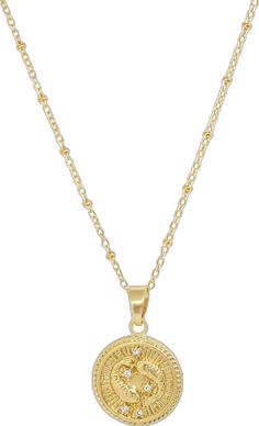 Gold Plated Zodiac Sign Necklaces For Gifts, Gold Plated Medallion Necklace With Initial Pendant, Gold Locket Necklace With Initial Pendant And Adjustable Chain, Yellow Gold Zodiac Sign Charm Necklace, Gold Zodiac Sign Coin Necklace, Yellow Gold Zodiac Sign Round Pendant Charm Necklace, Yellow Gold Zodiac Sign Round Pendant Charm Necklaces, Yellow Gold Zodiac Sign Charm Necklace With Round Pendant, Gold Plated Locket Necklace With Adjustable Chain