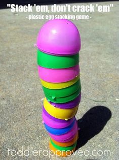 "Stack 'em Don't Crack 'em" : Plastic Egg Stacking Game - Toddler Approved Thema Circus, Sunday Activities, Easter Preschool, Easter Games, Easter Theme, Spring Preschool