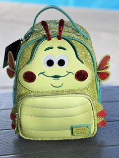 Rare Loungefly Bags, Disney Green Travel Bags, Green Disney Travel Bag, Disney Green Backpack, Green Disney Backpack, Green Disney School Backpack, Green Disney Backpack For Travel, Green Backpack For Disney Trips, Disney Green Travel Backpack