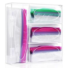 PRICES MAY VARY. Product Dimension: 12 x 12 x 3.3"(include hinge), please measure your drawer before place order. No need to assemble, Come with complete ziplock organizer. Acrylic Material Organizer - This zip lock bag organizer is made of clear high quality acrylic which it's waterproof and easy to clean. The lid of organizer is openable, it's easy to put in ziplock bag, there are two couples of magnets on the corner, makes it close firmly. Keep Your Dawer Organized: Design for Gallon Quart Sa Baggie Organizer, Ziplock Bag Storage, Ziplock Bag Organizer, Plastic Wrap Dispenser, Plastic Drawer Organizer, Organizer For Kitchen, Storage Bags Organization, Ziplock Bag, Bag Dispenser