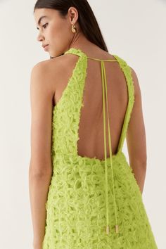 Quintette Textured Mini Dress | Light Lime Green | Aje – Aje World Lime Dress, Light Lime Green, Lime Green Dress, Winter Ball, Lime Dressing, Mini Dresses Online, Raw Beauty, Line Shopping, Boat Neckline