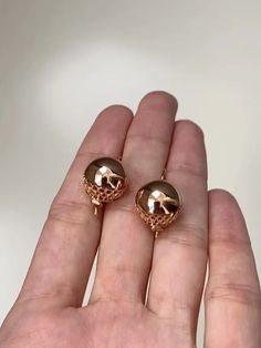 Vintage 14K Russian Earrings "Balls" without stone 583 With Star Rose Gold Soviet Retro Women's jewelry $595.00 | Buy online with delivery Rose Gold Round Pierced Earrings, Formal Rose Gold Tarnish-resistant Earrings, 14k Rose Gold Pierced Earrings, Formal Round Rose Gold Clip-on Earrings, 14k Rose Gold Round Earrings As Gift, Single Round Rose Gold Earring, Rose Gold Earrings With Shiny Finish As Gift, Rose Gold Earrings With Shiny Finish For Gift, Rose Gold Tarnish Resistant Round Earrings