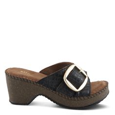 SPRING STEP Style: NIENNA Elevate your style and comfort with our demi wedge slip-on, featuring a sumptuous suede footbed, a striking large buckle detail, and a choice of luxurious leather uppers. Upper: Leather Lining: Leather Insole: Suede Outsole: Polyurethane Closure: Slide Heel Height: 2 3/4" Platform Height: 1" Features: - Memory Foam - Fit Recommendation: Fits true to size - The suede ultra-comfortable footbed offers unparalleled cushioning and support for all-day wear. - A prominent large buckle detail adds a touch of sophistication and serves as a stylish focal point. - Choose from a variety of leather uppers, allowing you to tailor the slip-on to your unique style preferences, from classic to contemporary. Made in India Sandals Wedge, Spring Step Shoes, Focal Point, Memory Foam, Unique Style, Heel Height, Leather Upper, Wedges, Slip On