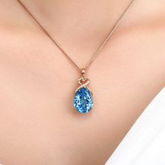 Sapphire 14K Rose Gold NecklaceNecklace Luxury Light Blue Pendant Necklace, Sapphire Necklace Simple Stone, Rose Gold Pendant Necklace, Blue Sapphire Pendant, Sapphire Necklace Pendants, Blue Sapphire Gemstone, Topaz Jewelry, Gold Jewelry Necklace, Sapphire Pendant