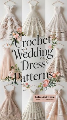 crochet wedding dress patterns for brides and bridal gowns with flowers