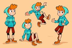 some cartoon character poses with their hands in the air and one holding onto his head