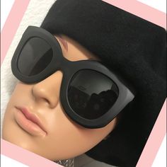 Stylish Matte Black Semi-Cat Eye Sunglasses With A Very Strong Plastic Frame And Dark Lenses. Super Cute Sexy Style And Classic Vintage Semi-Cat-Eye Shape Perfects Different Facial Contours. They Come With A Protective Pouch And Microfiber Cleaning Cloth Included. Brand New-Never Worn