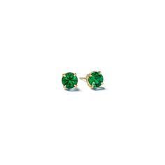 A pair of round brilliant cut emerald stud earrings set in 18-karat gold. Emerald Studs, Girl Frock, Emerald Stud Earrings, Emerald Earrings Studs, Mini Earrings, Circle Earrings Studs, 2022 Fashion, Green Opal