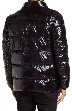 A casual puffer jacket offers instant warmth with plush quilting and hand-warming slant pockets. 28" length (size M) Stand collar Long sleeves with ribbed cuffs Zip front Slant pockets with snaps Quilted shell Lined Shell: 100% nylon; Lining: 100% nylon; Filling: 100% sorona polyester Machine wash, tumble dry Imported Model stats: 6'1" height, 32" waist. Model is wearing size M Casual Fitted Duck Down Puffer Jacket, Fitted Duck Down Puffer Jacket, Fitted Nylon Outerwear With Fleece Lining, Fitted Duck Down Outerwear For Cold Weather, Fitted Winter Puffer Jacket With Fleece Lining, Fitted Duck Down Puffer Jacket With Long Sleeves, Fitted Puffer Jacket With Fleece Lining For Fall, Fitted Nylon Puffer Jacket With Pockets, Nylon Puffer Quilted Jacket For Cold Weather