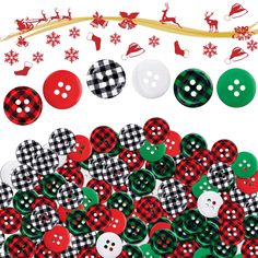 PRICES MAY VARY. Package: Includes 210Pcs buffalo plaid round buttons, 70pcs black & red , 70pcs black & green and 70pcs black & white color. Size approx 15mm in diameter. Large amount enough to various DIY crafts, and share it with partners. Material: Christmas wooden buttons are made of quality wood material, with smooth surfaces and bright color, waterproof and sturdy; Can be fixed on party clothes, doll clothes and other decorations with glue, tape, thread, ribbon, etc. Classic Design: Our b Craft Buttons, Plaid Christmas Decor, Glue Tape, Tree Garland, Party Clothes, Buffalo Plaid Christmas, Diy Decorations, Sewing Diy, Wooden Buttons