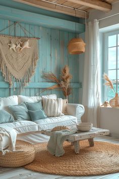 15 Stunning Boho Coastal Living Room Ideas For A Beachy Home Beach Cottage Living Room Ideas, Seaside Living Room, Boho Beach House Surf Shack, Boho Beach Living Room, Beach Living Room Decor, Boho Coastal Living Rooms, Beach Bungalow Decor, Colorful Beach House, Coastal Living Room Ideas