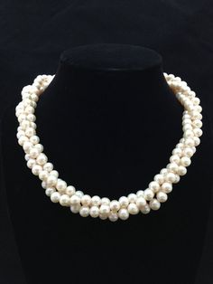 Genuine Pearl Necklace, AA Grade, Twisted Triple strand Pearl Necklace AA Grade Pearl Necklace, Genuine Pearl Necklace, Wedding Necklace Triple Strand Pearl necklace made with AA grade freshwater pearl measuring 6.5mm - 7mm. Each strand is approximately 18 inches. The length can be shortene... Twisted Necklace, Pearl Necklace Freshwater, Genuine Pearl Necklace, Pearl Cufflinks, Pearl Necklace Wedding, Long Pearl Necklaces, White Jewelry Box, Handmade Jewel, Round Necklace