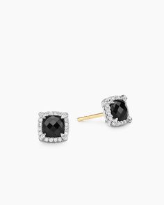 The Châtelaine® Collection is a perfect fusion of David and Sybil Yurman’s combined art—the marriage of a sculptor and a painter—form and colour. Sterling silver Black onyx, 1.00 total carat weight Stone, 5mm Pavé diamonds, 0.14 total carat weight Earrings, 7.1mm"} David Yurman Petite Chatelaine Pavé Bezel Stud Earrings in Sterling Silver with Black Onyx and Diamonds, 5mm | Women's | Petite Chatelaine® Pavé Bezel Stud Earrings in Sterling Silver with Black Onyx and Diamonds, 5mm David Yurman Earrings Studs, Black Prong Setting Earrings Fine Jewelry, Black Prong Set Fine Earrings, Black Earrings With Prong Setting In Fine Jewelry, Luxury Black Gemstone Earrings, Black Fine Jewelry Earrings, Black Polished Finish Fine Jewelry Earrings, Classic Black Halo Jewelry, David Yurman Earrings