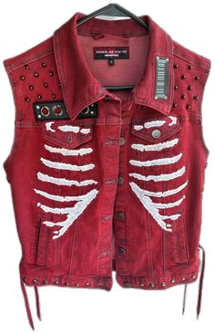 Red And Black Jacket, Question Authority, Punks Not Dead, Battle Jacket, Red Denim, Black Punks, Leather Wristbands, Red Marks, Punk Rocker